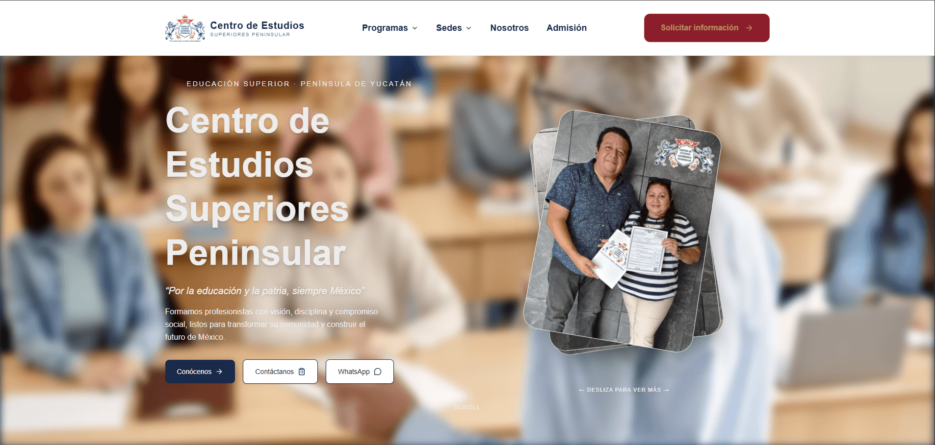Captura del sitio web de CESP (Centro de Estudios Superiores Peninsular), desarrollado por NEXO SD